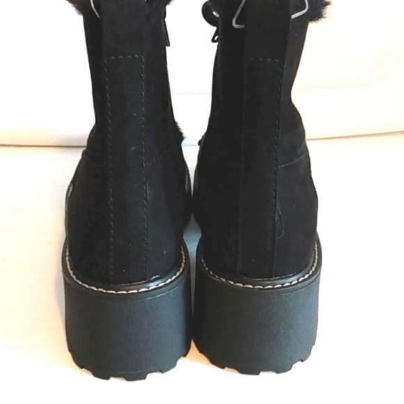 MADDEN GIRL CARRA MOTO BOOTS BLACK FUR LINED LACE UP COMBAT BOOTS SIZE 8.5 NWT - Picture 3 of 7